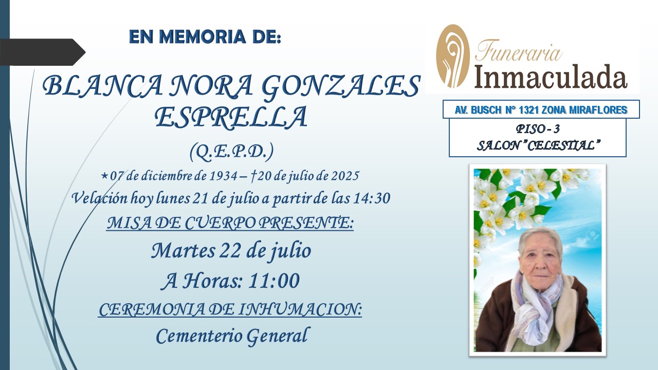 SRA.  BLNCA NORA GONZALES ESPRELLA